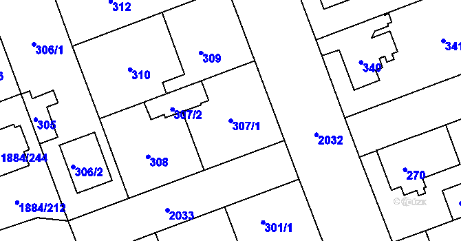 Parcela st. 307/1 v KÚ Uhříněves, Katastrální mapa