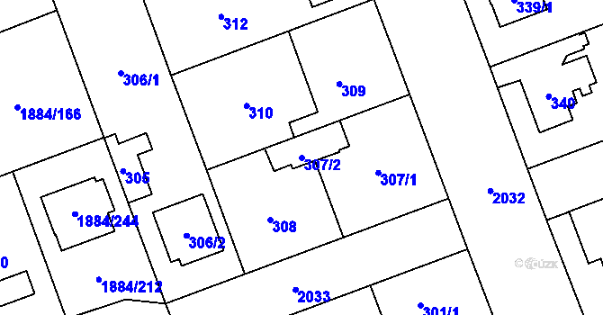 Parcela st. 307/2 v KÚ Uhříněves, Katastrální mapa