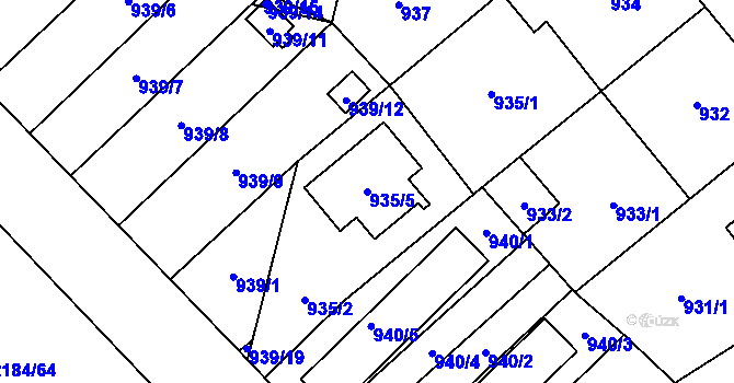 Parcela st. 935/5 v KÚ Uhříněves, Katastrální mapa