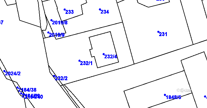 Parcela st. 232/4 v KÚ Uhříněves, Katastrální mapa