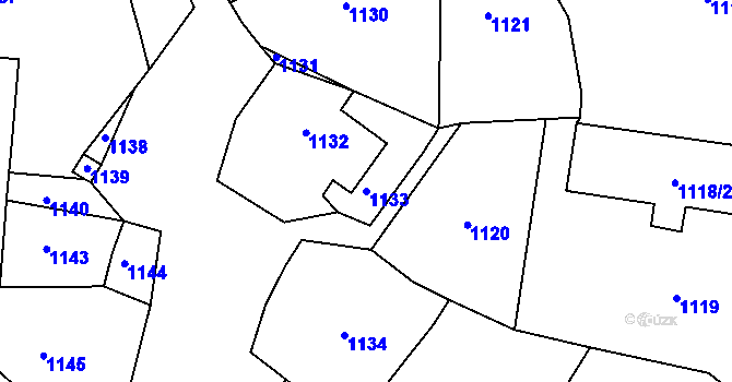Parcela st. 1133 v KÚ Šeborov, Katastrální mapa