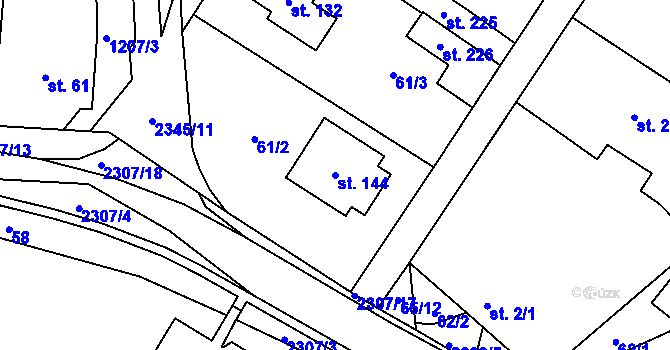 Parcela st. 144 v KÚ Uhřínov u Velkého Meziříčí, Katastrální mapa