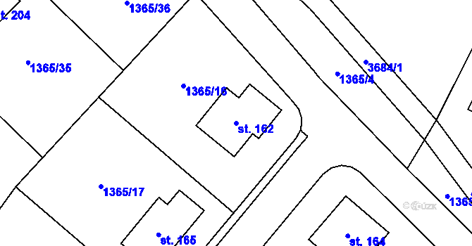 Parcela st. 162 v KÚ Uhřínov u Velkého Meziříčí, Katastrální mapa