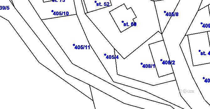 Parcela st. 405/4 v KÚ Uhřínov u Hranic, Katastrální mapa