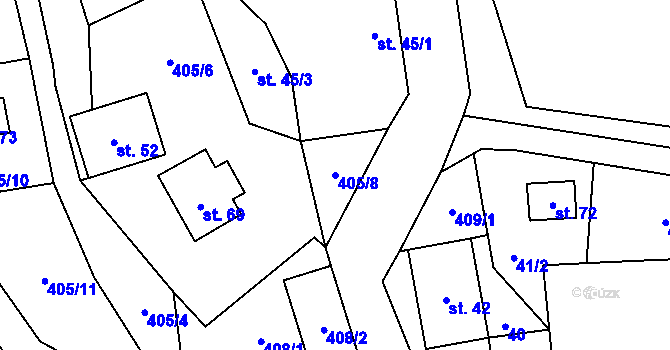 Parcela st. 405/8 v KÚ Uhřínov u Hranic, Katastrální mapa
