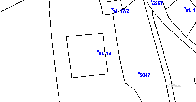 Parcela st. 18 v KÚ Malý Uhřínov, Katastrální mapa
