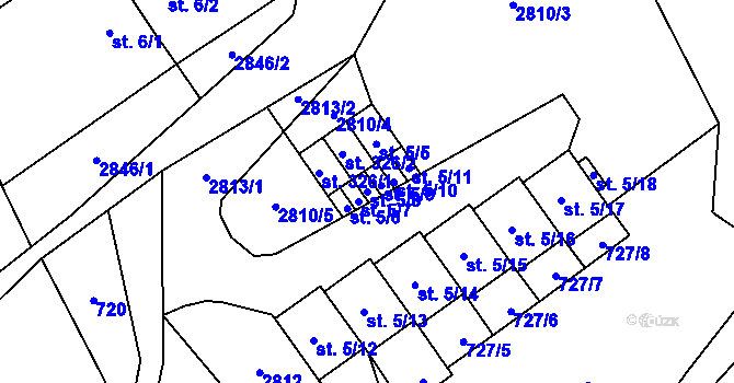 Parcela st. 5/8 v KÚ Velký Uhřínov, Katastrální mapa