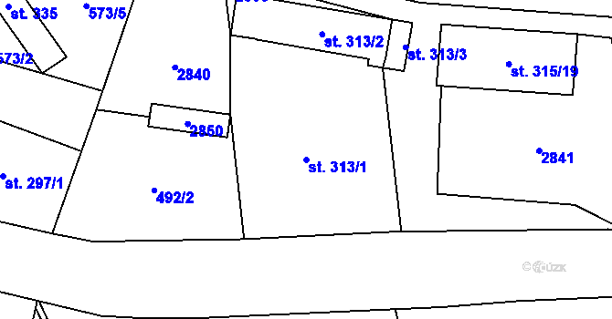 Parcela st. 313/1 v KÚ Velký Uhřínov, Katastrální mapa