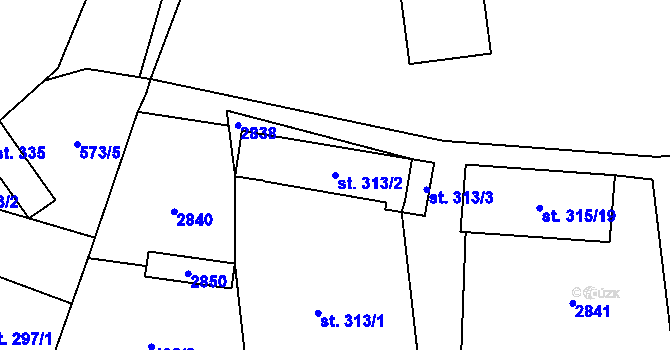 Parcela st. 313/2 v KÚ Velký Uhřínov, Katastrální mapa