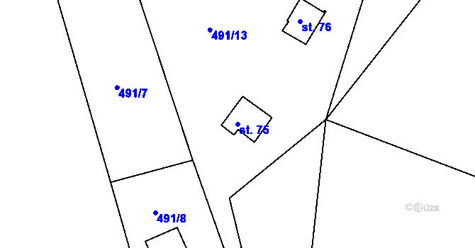 Parcela st. 75 v KÚ Uhřínovice u Jihlavy, Katastrální mapa