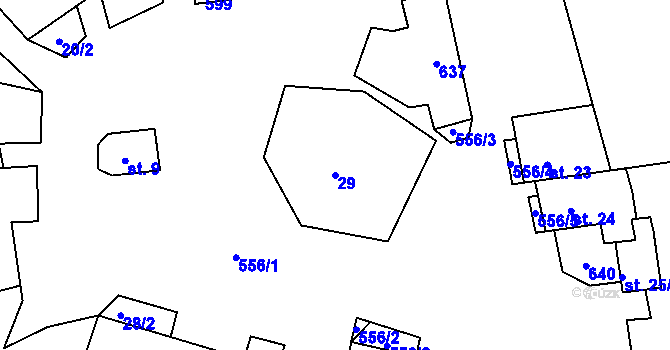 Parcela st. 29 v KÚ Uhřínovice u Jihlavy, Katastrální mapa