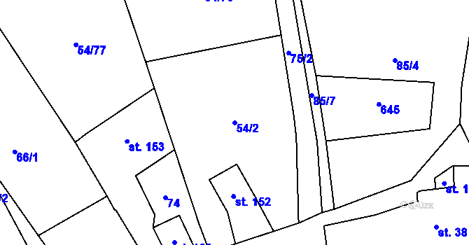 Parcela st. 54/2 v KÚ Uhřínovice u Jihlavy, Katastrální mapa