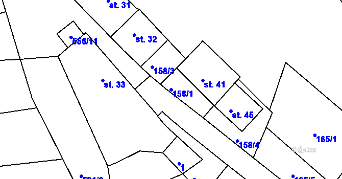 Parcela st. 158/1 v KÚ Uhřínovice u Jihlavy, Katastrální mapa