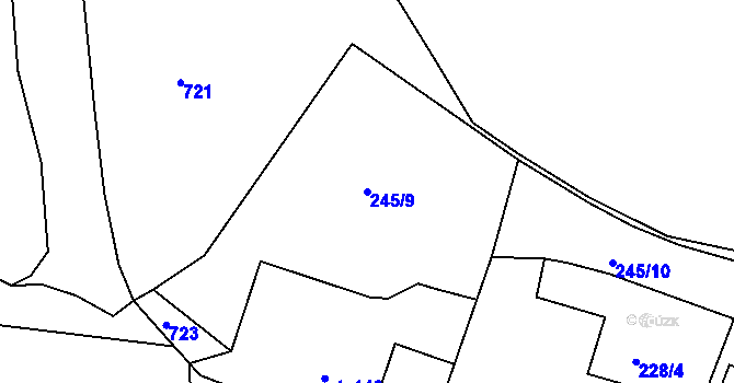 Parcela st. 245/9 v KÚ Uhřínovice u Jihlavy, Katastrální mapa