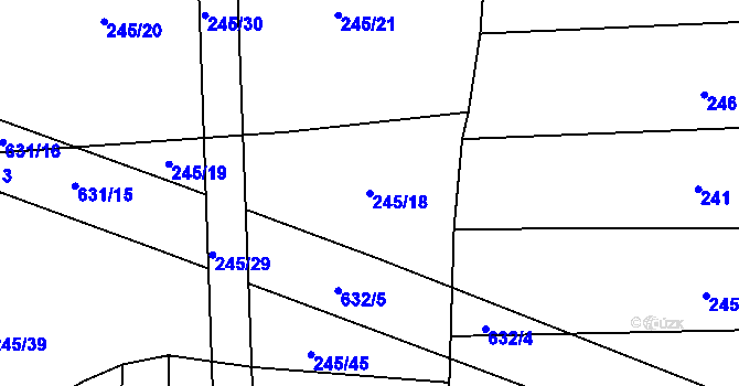 Parcela st. 245/18 v KÚ Uhřínovice u Jihlavy, Katastrální mapa