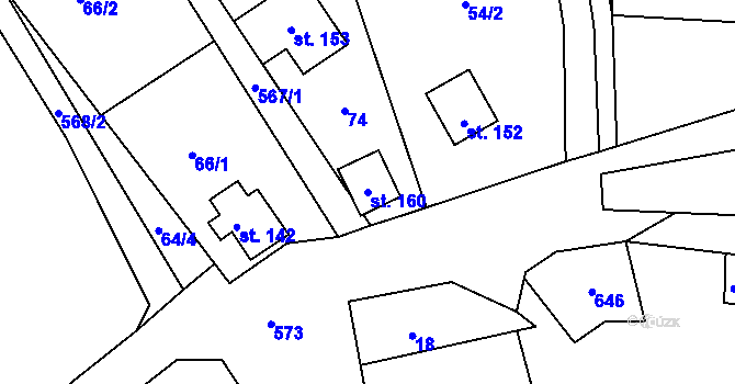 Parcela st. 160 v KÚ Uhřínovice u Jihlavy, Katastrální mapa