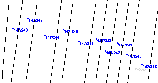 Parcela st. 147/244 v KÚ Uhy, Katastrální mapa