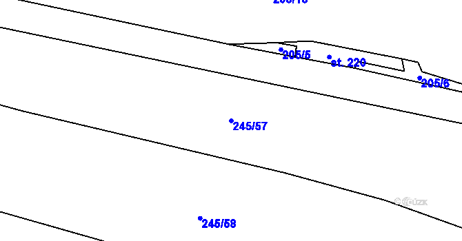 Parcela st. 245/57 v KÚ Uhy, Katastrální mapa