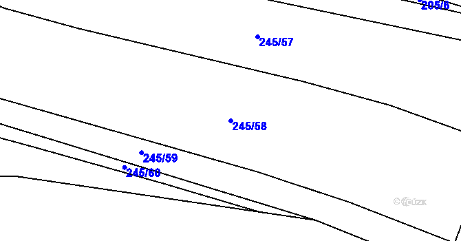Parcela st. 245/58 v KÚ Uhy, Katastrální mapa