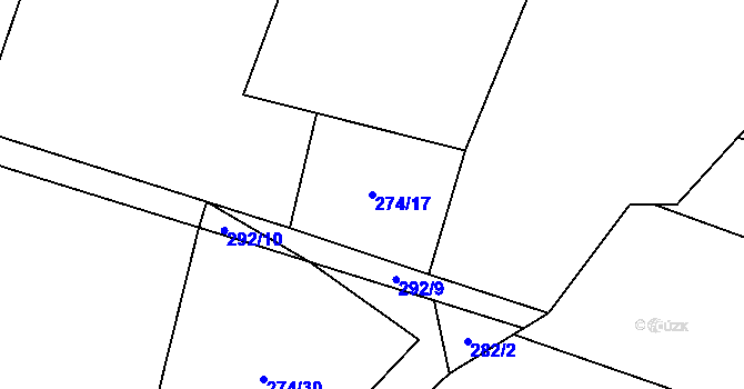 Parcela st. 274/17 v KÚ Uhy, Katastrální mapa