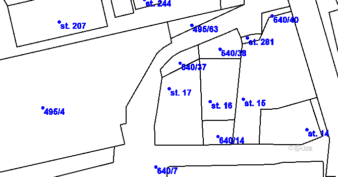 Parcela st. 17 v KÚ Uhy, Katastrální mapa