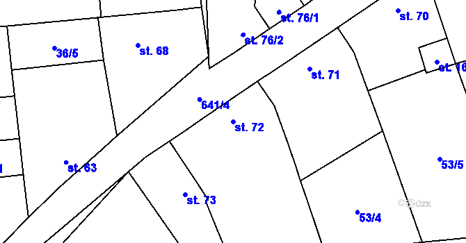 Parcela st. 72 v KÚ Uhy, Katastrální mapa