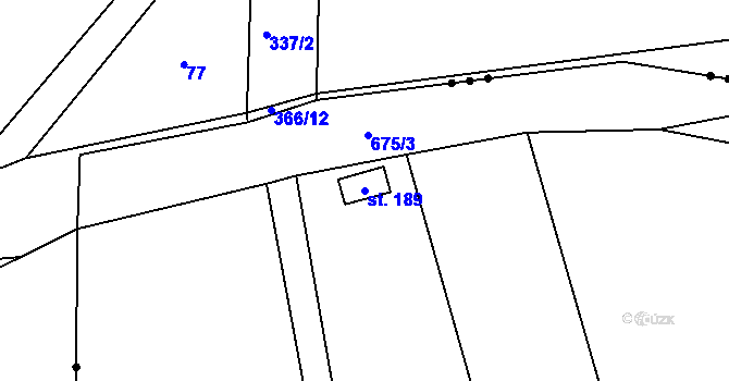 Parcela st. 189 v KÚ Uhy, Katastrální mapa