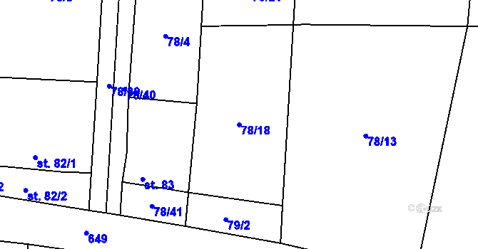 Parcela st. 78/18 v KÚ Uhy, Katastrální mapa