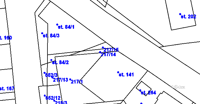 Parcela st. 217/14 v KÚ Uhy, Katastrální mapa