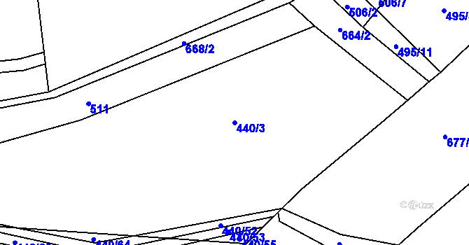 Parcela st. 440/3 v KÚ Uhy, Katastrální mapa