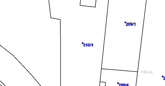 Parcela st. 210/1 v KÚ Uhy, Katastrální mapa