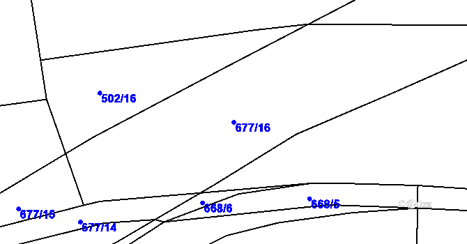 Parcela st. 677/16 v KÚ Uhy, Katastrální mapa