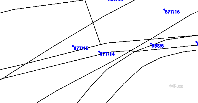 Parcela st. 677/14 v KÚ Uhy, Katastrální mapa