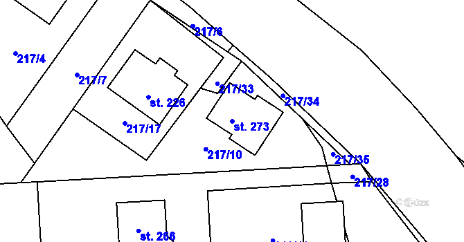 Parcela st. 273 v KÚ Uhy, Katastrální mapa