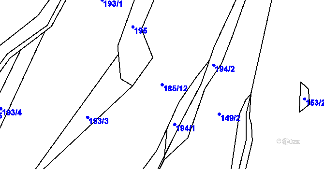 Parcela st. 185/12 v KÚ Dolní Čepí, Katastrální mapa