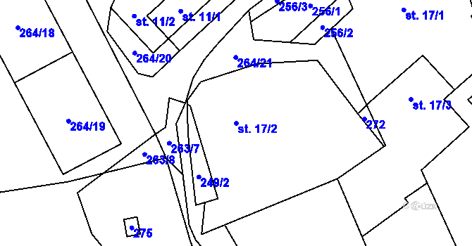 Parcela st. 17/2 v KÚ Dolní Čepí, Katastrální mapa