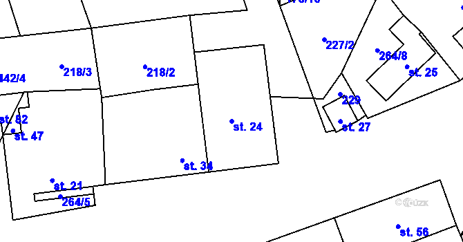 Parcela st. 24 v KÚ Dolní Čepí, Katastrální mapa