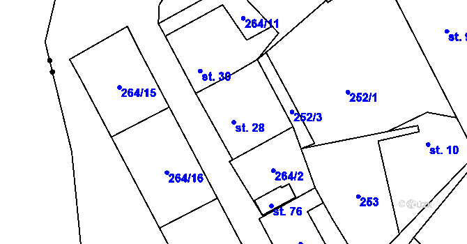 Parcela st. 28 v KÚ Dolní Čepí, Katastrální mapa