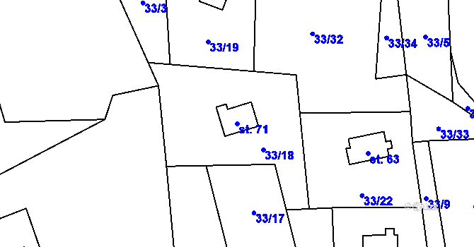Parcela st. 71 v KÚ Dolní Čepí, Katastrální mapa