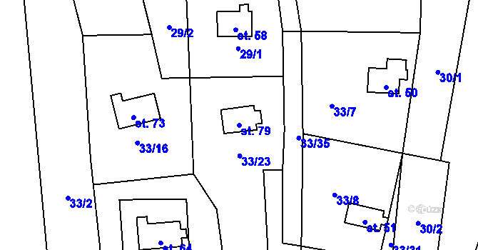 Parcela st. 79 v KÚ Dolní Čepí, Katastrální mapa