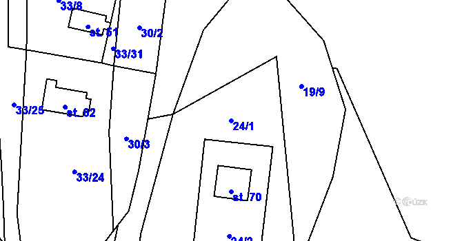 Parcela st. 24/1 v KÚ Dolní Čepí, Katastrální mapa