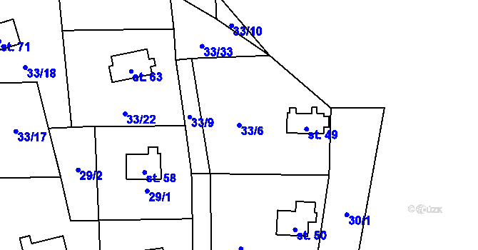 Parcela st. 33/6 v KÚ Dolní Čepí, Katastrální mapa