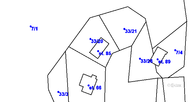 Parcela st. 85 v KÚ Dolní Čepí, Katastrální mapa