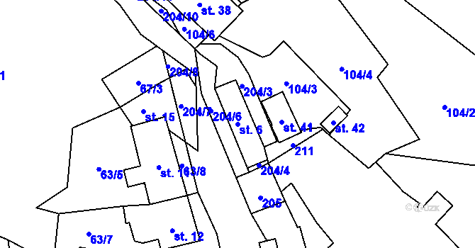 Parcela st. 6 v KÚ Horní Čepí, Katastrální mapa