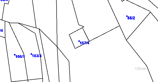 Parcela st. 157/4 v KÚ Horní Čepí, Katastrální mapa