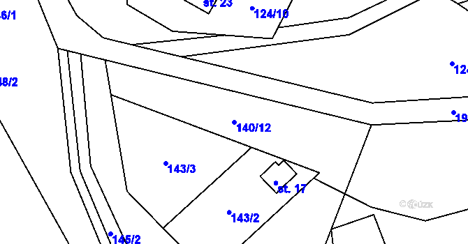 Parcela st. 140/12 v KÚ Horní Čepí, Katastrální mapa