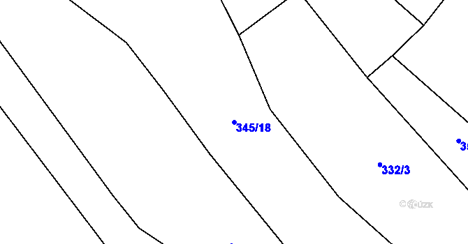 Parcela st. 345/18 v KÚ Kovářová, Katastrální mapa