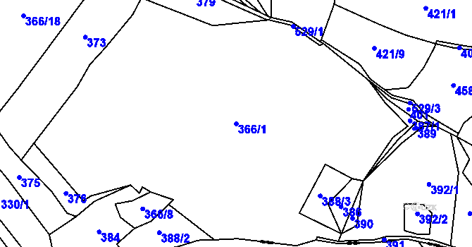 Parcela st. 366/1 v KÚ Kovářová, Katastrální mapa