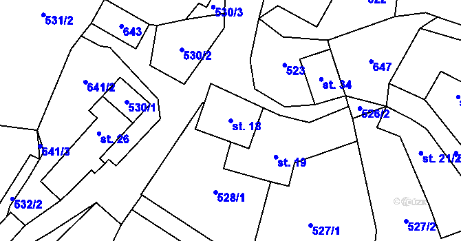 Parcela st. 18 v KÚ Lískovec u Nedvědice, Katastrální mapa
