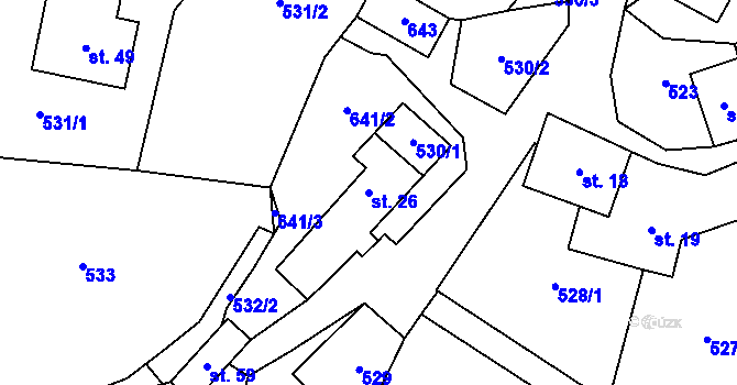 Parcela st. 26 v KÚ Lískovec u Nedvědice, Katastrální mapa